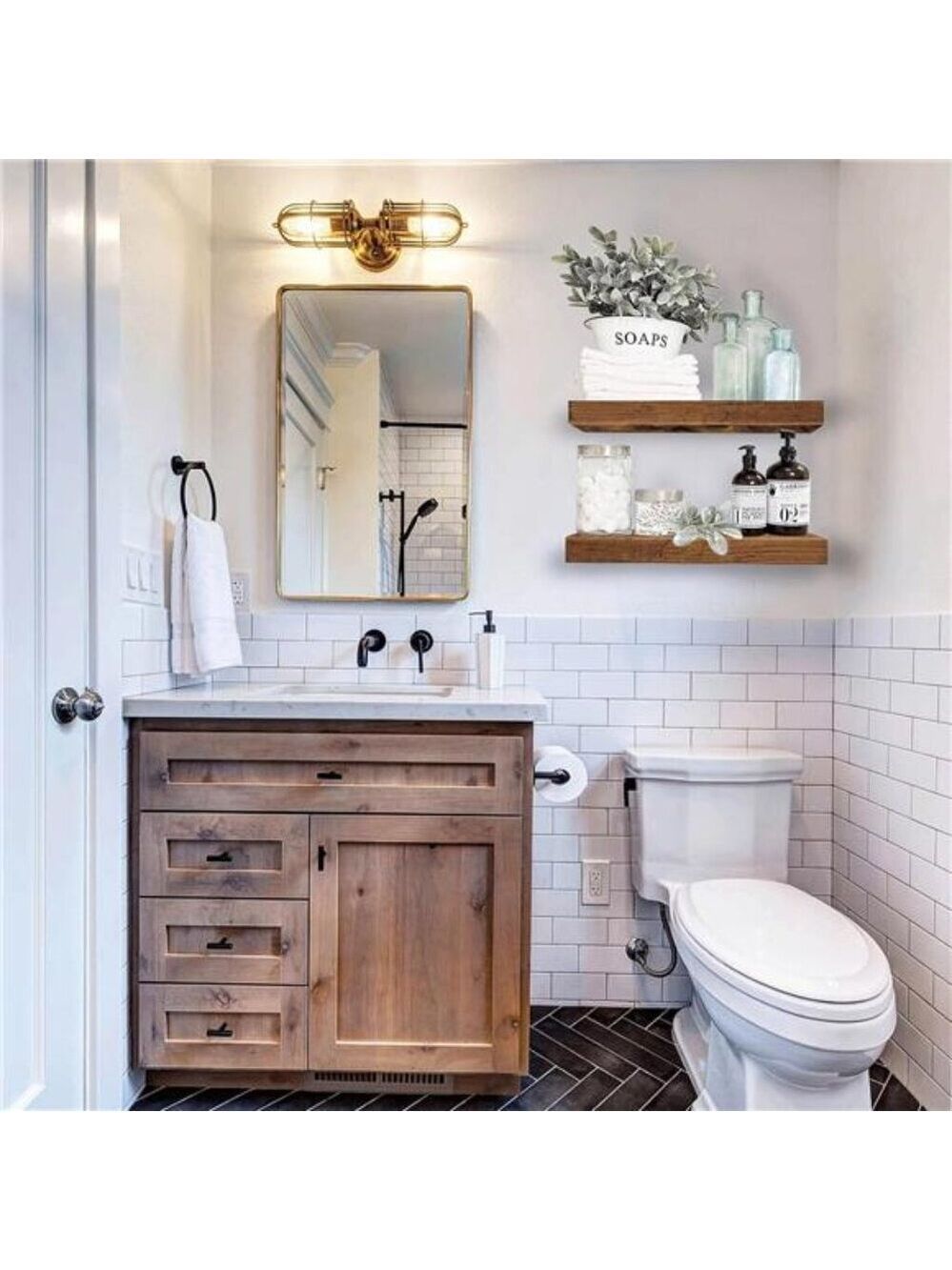 Bathroom Floating Shelves for Wall - 15.7" Wall Mounted Shelf Over Toilet